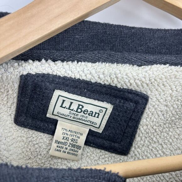 LL Bean Shirt XXL Mens Katahdin Iron Works Bonded Waffle Fleece Henley Pullover - Picture 3 of 6